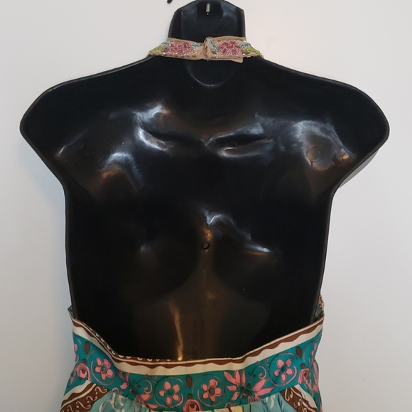 Nicole Miller beaded halter silk formal dress sz. - Picture 4 of 8